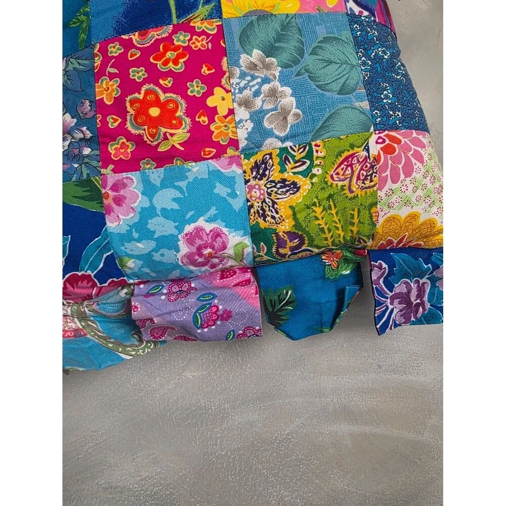 L N T Tab Ruffle Patchwork Reversible Accent Throw Pillow Cover 16x16 Set Of 2